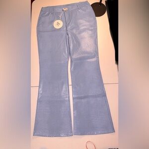 Princess Polly xx Pants Women's Size 12 Blue Harmonious Alligator Print FlareLeg